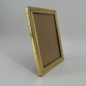 Vintage MCM Gold Metal Picture Frame 4x6 Tabletop Easel